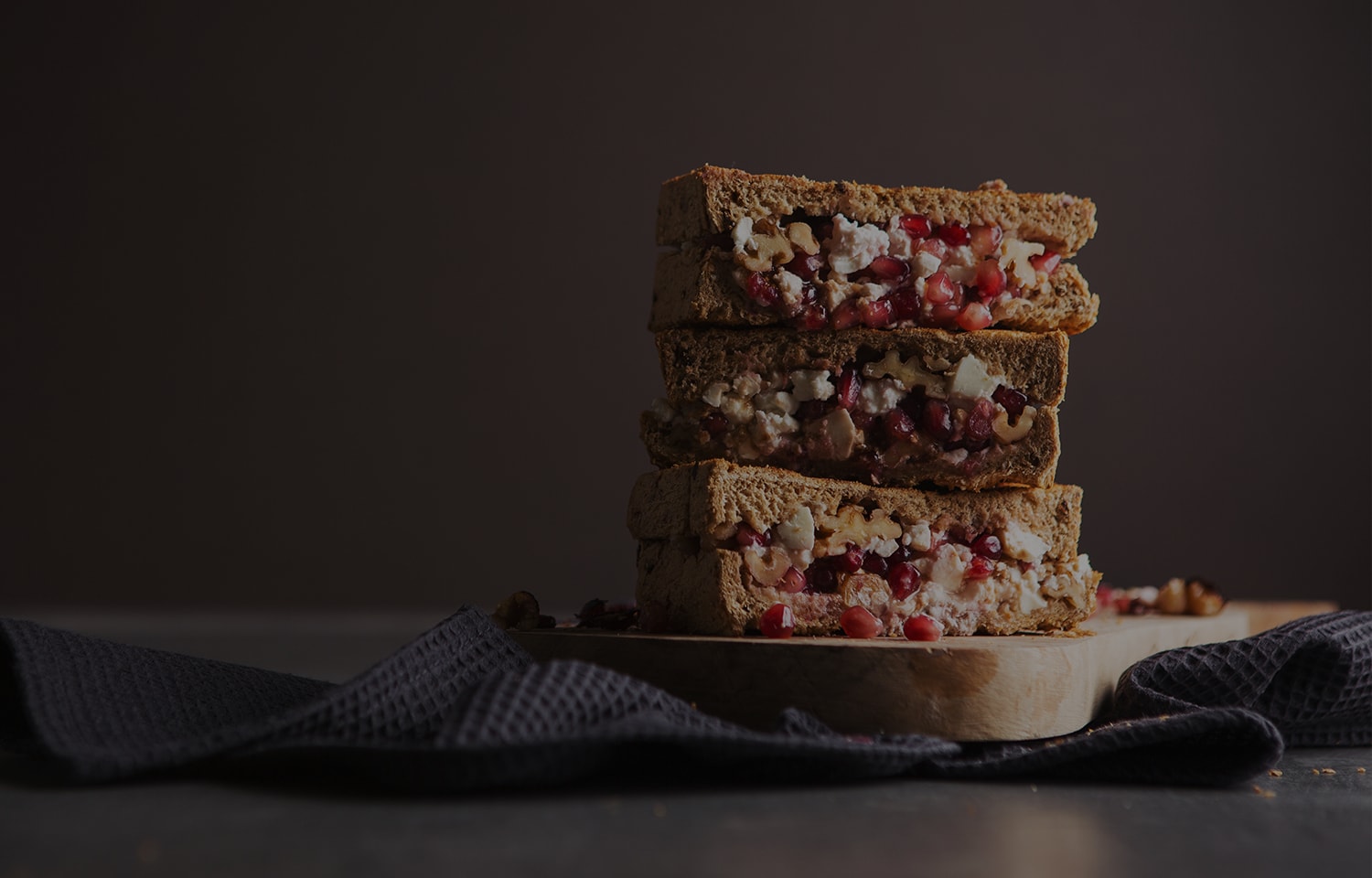 Feta, Pomegranate and Walnut Toastie