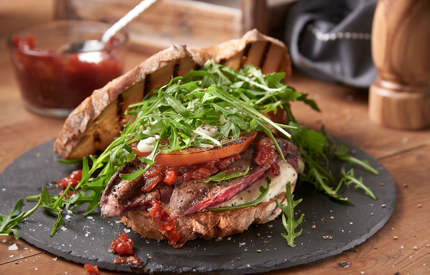 Fillet Steak Sandwich with Tomato Relish George Foreman Grills