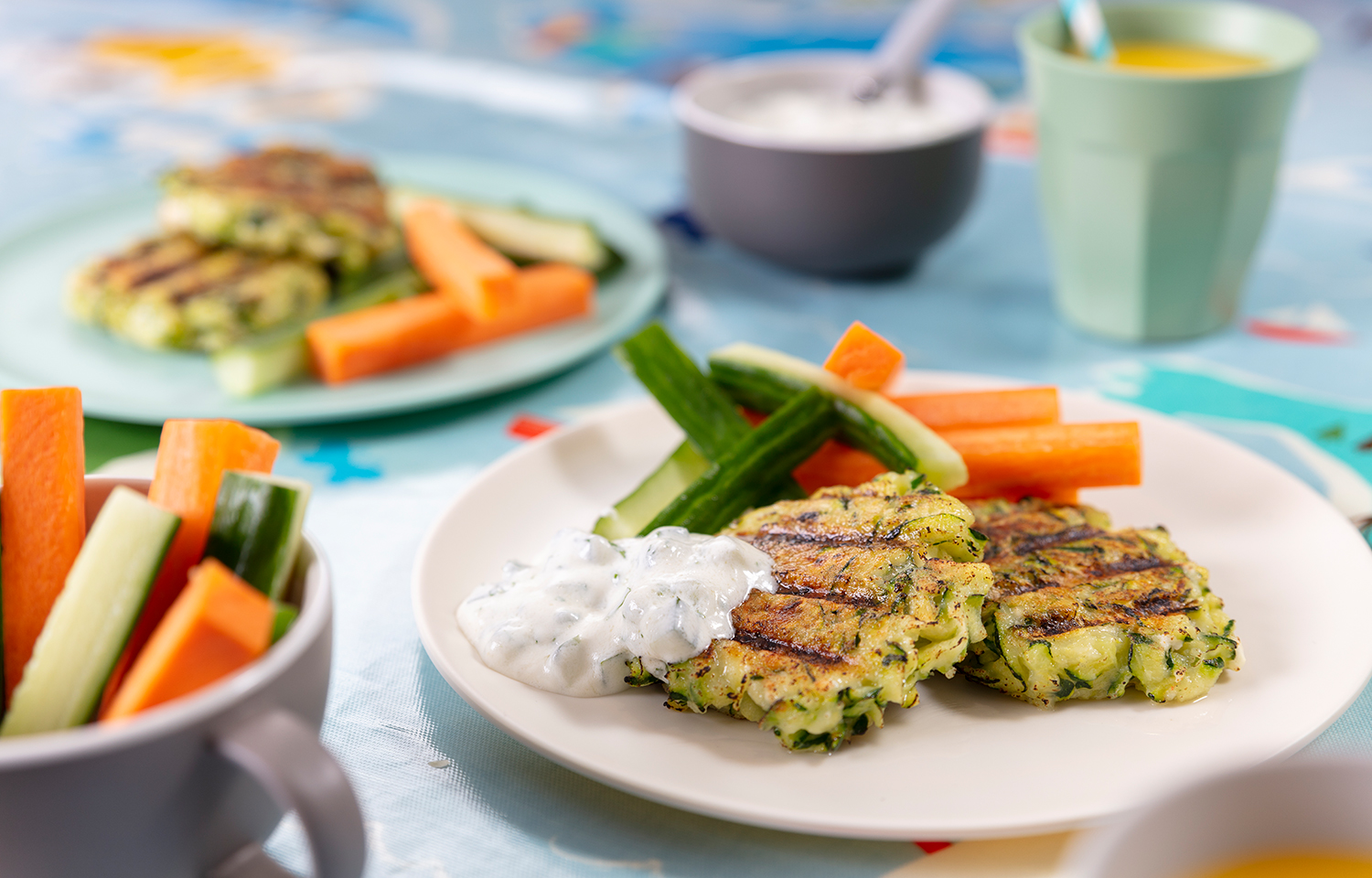 Courgette Feta Fritters with Tzatziki