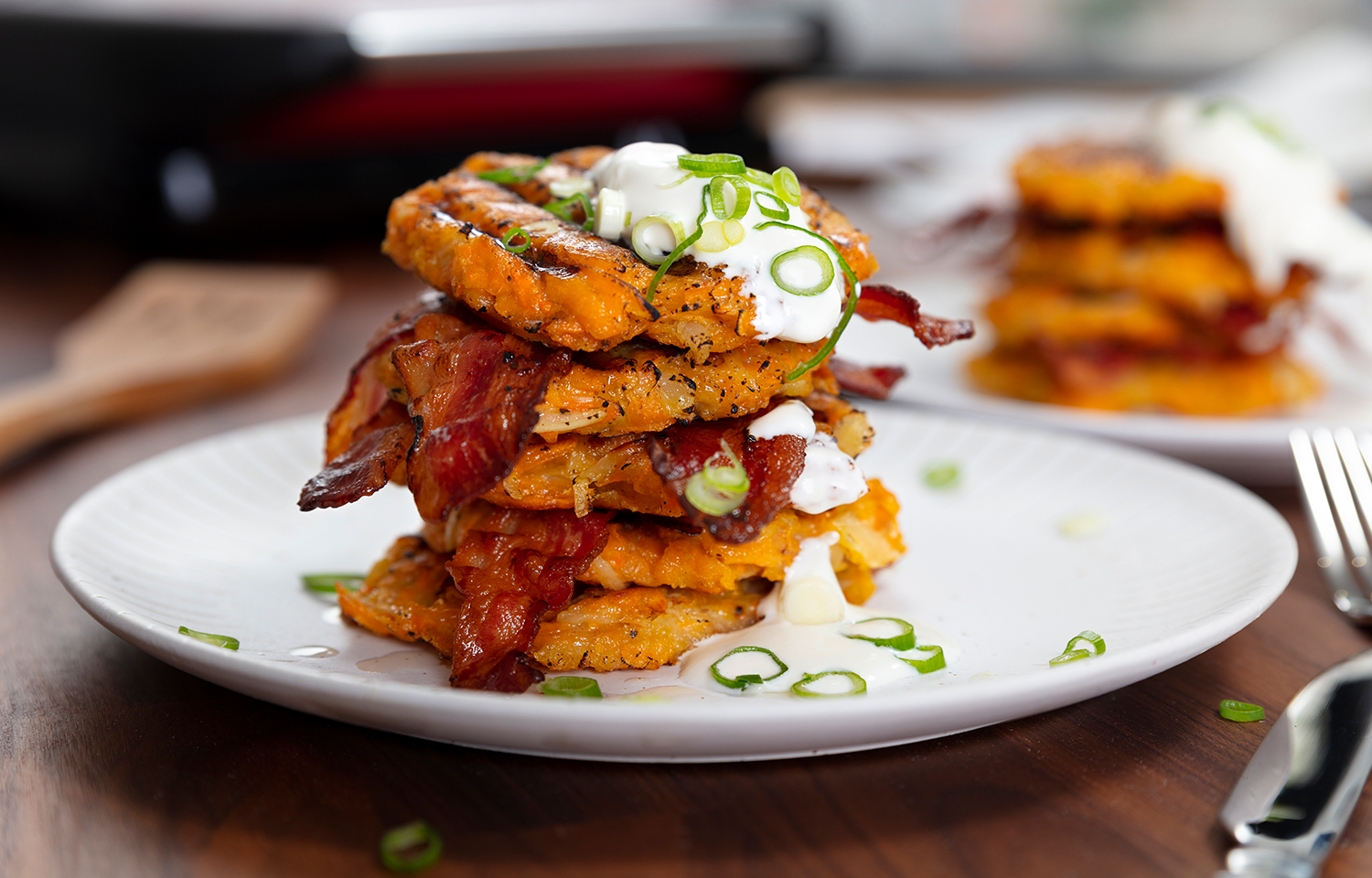 Sweet Potato Hash Browns with Bacon