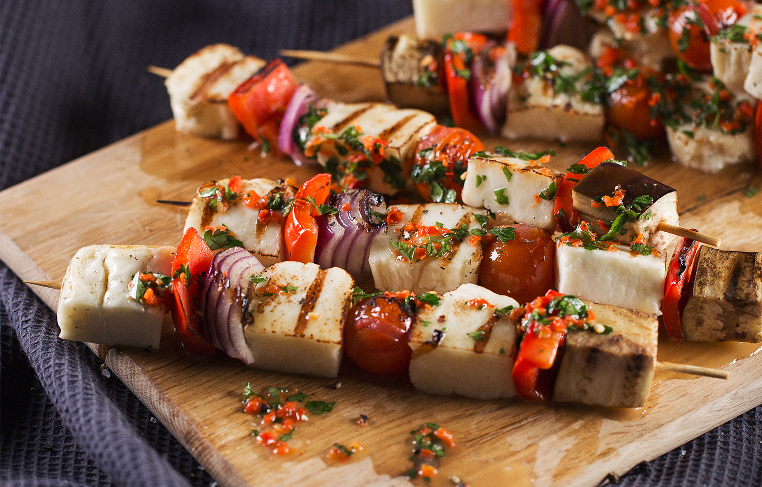 Halloumi and Vegetable Skewers George Foreman Grills